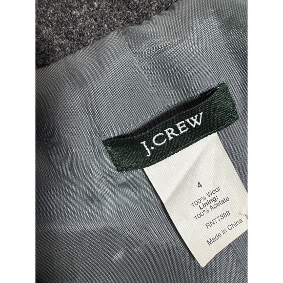 J.Crew 100% Wool Gray Blazer Size 4 Black Trim Tailored Jacket - Picture 5 of 10